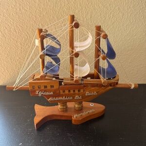 Handmade Wooden Ship Decor – Honduras Souvenir Nautical Home Accent